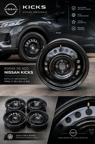 Rodas Ferro Aro 16 Nissan Kicks C/ Calotas