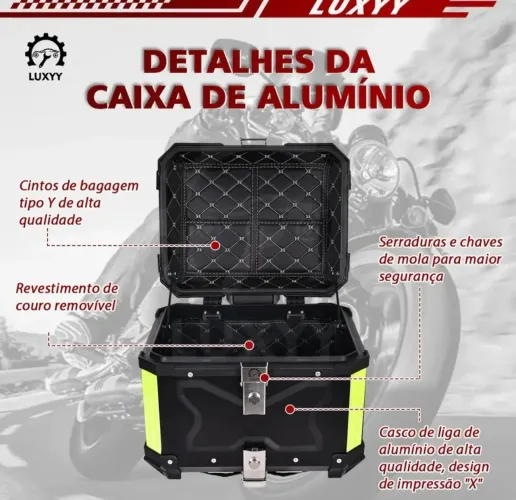 Baú bauleto 45 litros moto bagageiro c/ suporte Universal