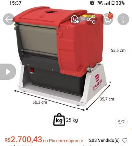 AMASSADEIRA SEMIRRÁPIDA BRAESI 5 A 7 KG BIVOLT