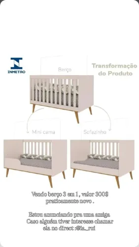 Berço 3 em 1 seminovo 