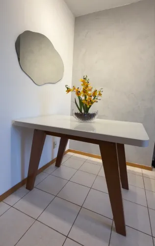 Mesa 4 lugares tampo de vidro