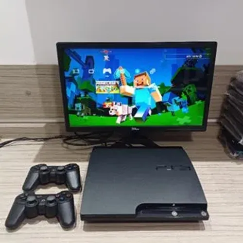 Ps3 2 controles e vários jogos no HD pego ps2 
