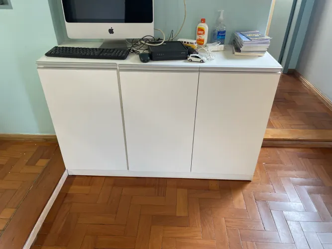 Balcão Buffet / Gabinete de Escritório Branco 3 Portas (120x40x80) - Ótimo Estado