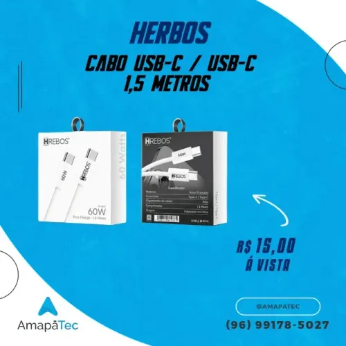Cabo USB-C Tipo C 60w Trançado De Nylon
