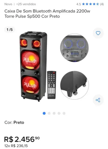 Caixa de som 2300wrms pulse com DJ