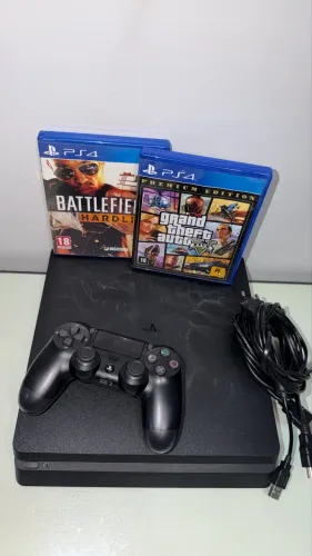 PS4 Slim 1TB + Controle + 2 Jogos
