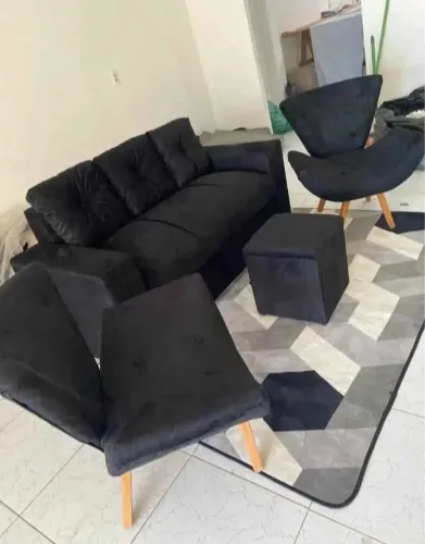 Kit sofás com poltronas +puff