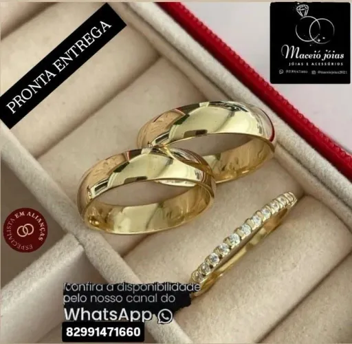 KIT TRIO DE ALIANÇAS BANHADAS A OURO 18KILATES