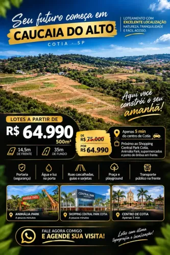 Lote de 500m² em Caucaia do Alto, Cotia - Sua chance na natureza
