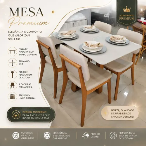 Mesa  Jantar  4 Cadeiras