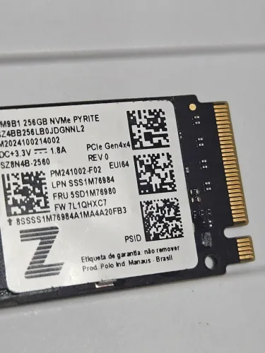 SSD M.2 NVME 256GB SAMSUNG NOVO!