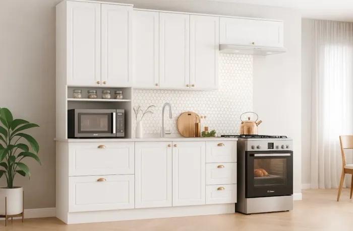 Cozinha Modular Premium 2,71m em MDF com Torre Quente