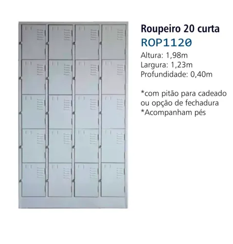 Roupeiro aço 20 portas curtas