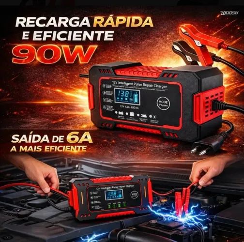 Carregador Inteligente De Bateria Automotiva 12v 6a Bivolt.