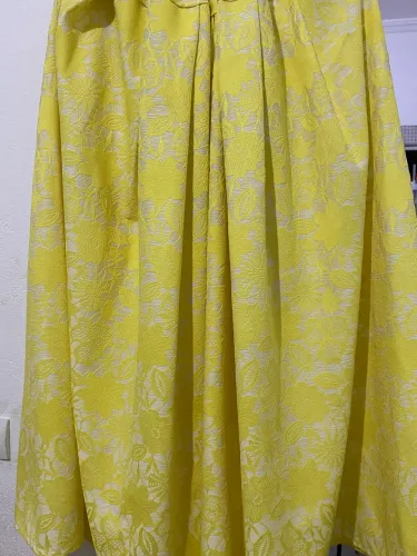 Saia de Baiana Longa Amarela em Jacquard Floreado - Umbanda / Candomblé