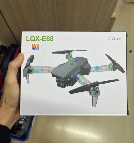 Mini Drone Dobrável LQX-E88 Com Câmera HD Iluminação LED Rgb - Produto Novo