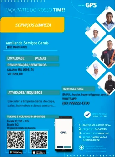 Vaga auxiliar de serviços gerais