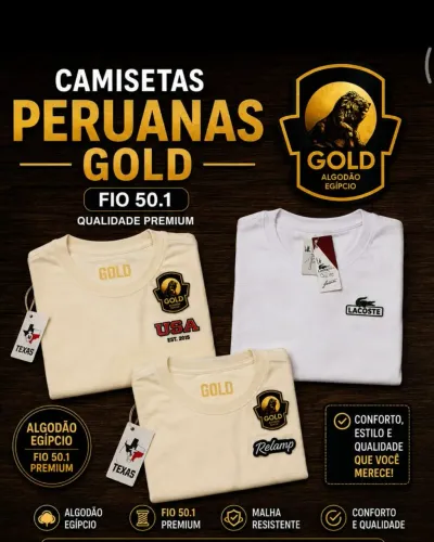 Camisetas peruanas Gold fio 50.1