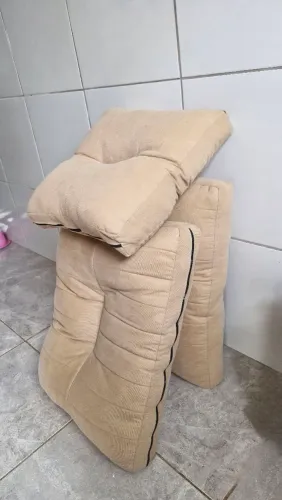 Kit 3 almofadas bege sofá 