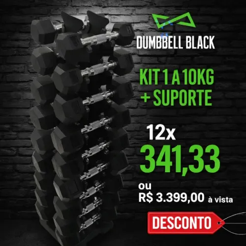 Kit de Halter sextavado com pegada recartilhada