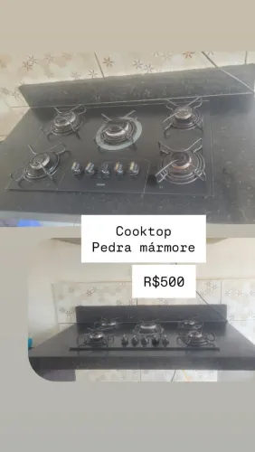 Cooktop e pedra de marmore