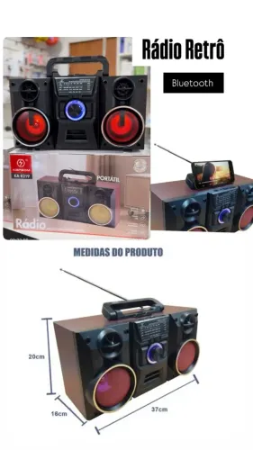 Temos radios retrô bluetooth da kapbom que apresenta um design retro com iluminação LED!