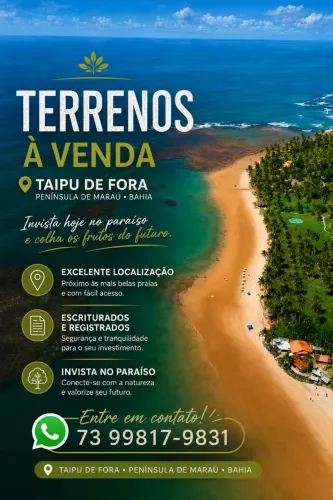 Terrenos a venda em Taipu de Fora Península de Maraú Bahia