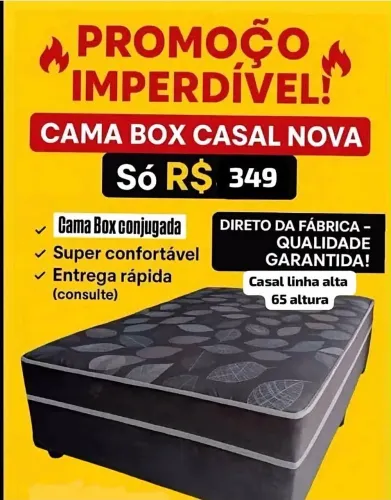 Super promoção cama casal box conjugada com colchão de espuma Novas direto da fábrica