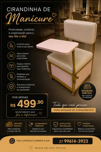 Cirandinha de manicure, madeira maciça