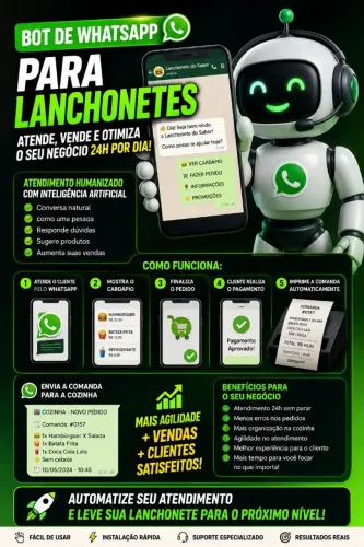 ? SUA LANCHONETE ATENDE 24 HORAS NO WHATSAPP?