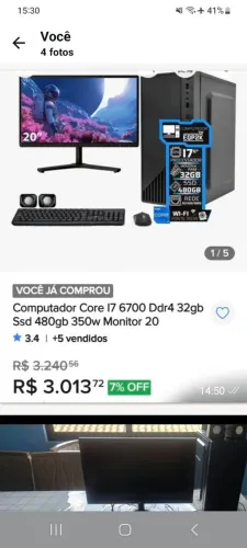 Vendo computador core i7 6700Ddr4. 32gb