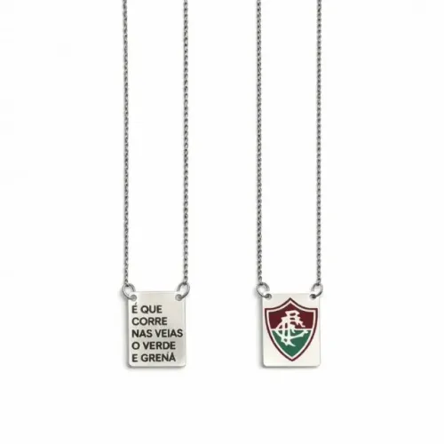 Escapulário Fluminense em Aço Inox 60 cm - Escudo Resinado e Frase "É que corre nas veias