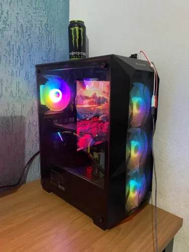 Gabinete Gamer Hayom com 3 Fans RGB Frontais + Lateral em Vidro Temperado