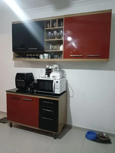 Armário de cozinha 3 peças - preto e vermelho