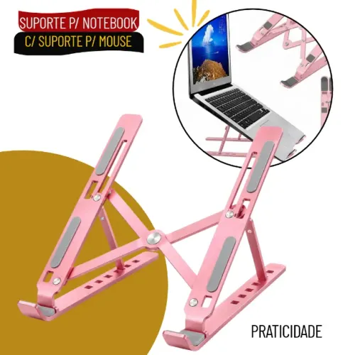 Suporte para Notebook em Alumínio Ajustável de 11 a 15 Polegadas Ergonômico - SNF06