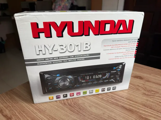 Som automotivo HYUNDAI HY-301B novo cd player mp3 radio e auxiliar