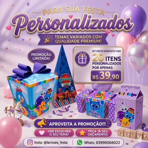 Kit personalizados para sua festa
