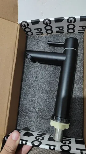 Torneira Para Banheiro em Aço inox Escovado Baixa Amazonas Pingoo - Preto