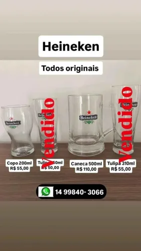 Copo e Caneca Heinken colecionaveis - para amntes da marca