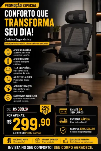 Cadeira ergométrica de escritório nova