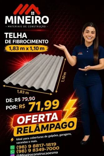 Telha fibrocimento 1,83x1,10m