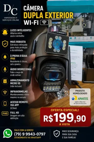 Câmera Dupla Externa Wi-Fi Full HD