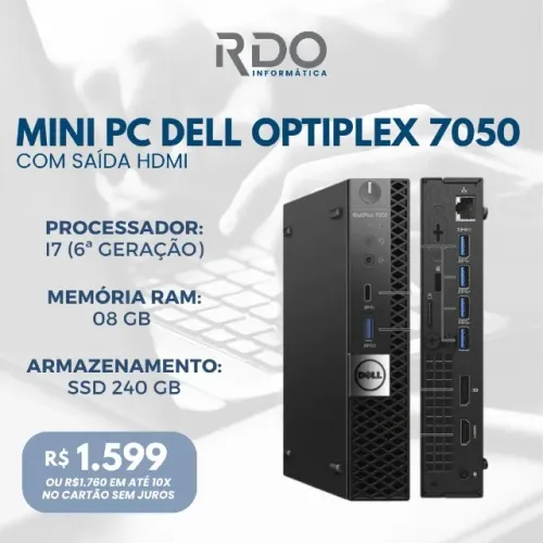 Mini Computador Dell 7050 OptiPlex I7 6A 08GB SSD 240GB | Pronto para Uso