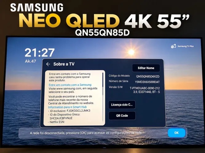 Tv Samsung NEO QLED 4K 55 SAMSUNG QN55QN85D. (3 Meses De Uso) C/ NF