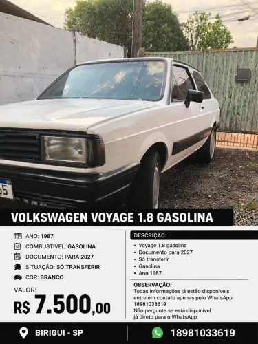 Volkswagen Voyage GL/ Special 1.6/ 1.8 (álcool) 1987