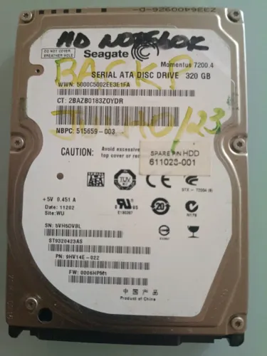 ATENÇAO: DOBRADINHA: 2 HDS  DE NOTEBOOK - 1 DE 120GB + 1 HD DE 320GB - FUNCIONANDO