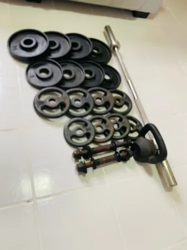Kit Musculação, Barras e Anilhas 