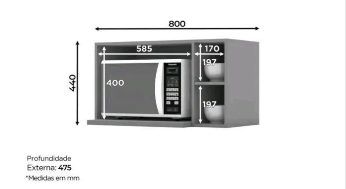 Armário Aéreo para microondas e forno