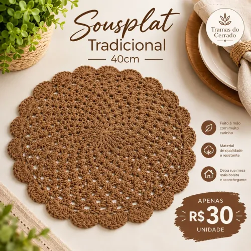 Sousplat de Crochê 40cm, unidade