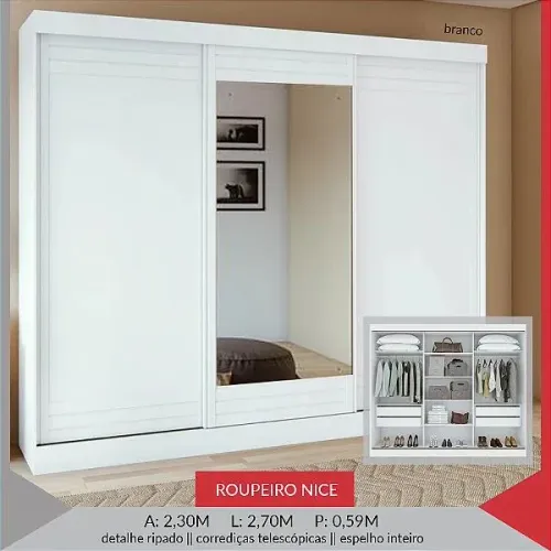 Guarda roupa Nice - Branco 